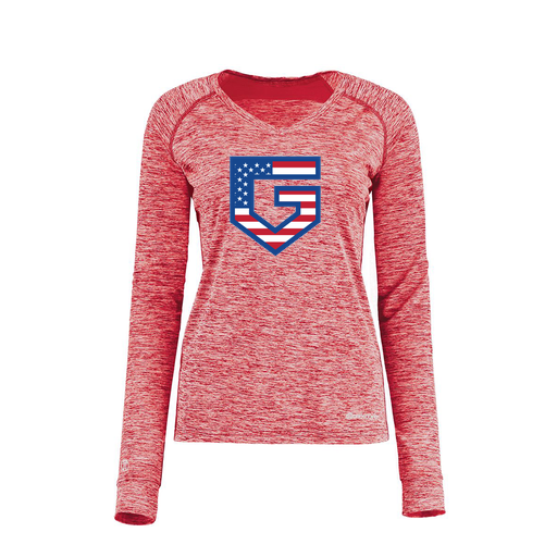 [222770.T20.XS-LOGO1] Ladies Electric Long Sleeve Shirt (Female Adult XS, Red, Logo 1)