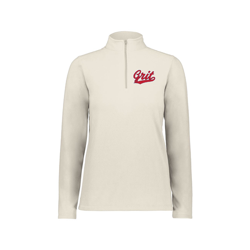 [6864.53T.XS-LOGO2] Ladies MicroFleece 1/4 Zip Pullover (Female Adult XS, White, Logo 2)